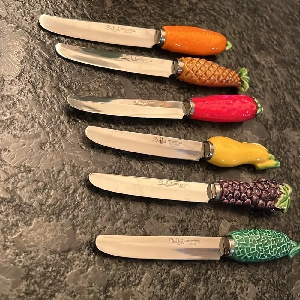 Set of 6 Stafford Stainless Steel Ceramic Handle Knives